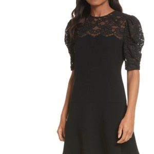 Rebecca Taylor Womens Lace Short Puff Sleeve A-Lin